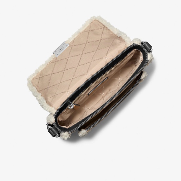 Michael Kors Bradshaw Medium Suede and Faux Shearling Messenger Bag - Picture 3 of 7